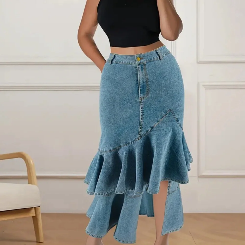 Layered jean skirt - Picture 4 of 7